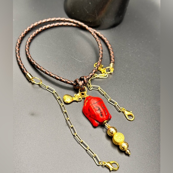 CALCITE BUDDHA’S HEAD NATURAL CHOKER NECKLACE size adjustable - Picture 8 of 10